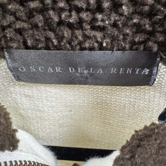 Oscar De La Renta Cream 1/4 Zip Sweater Size XL - Picture 5 of 9
